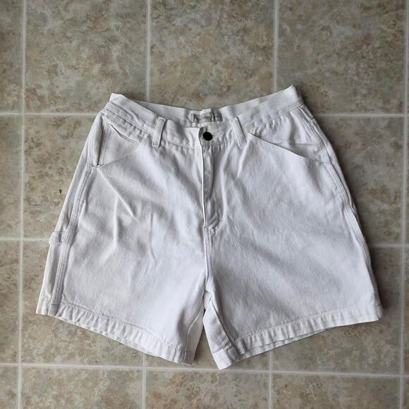 vintage carpenter utility style white high rise Jean mom shorts - Picture 3 of 3